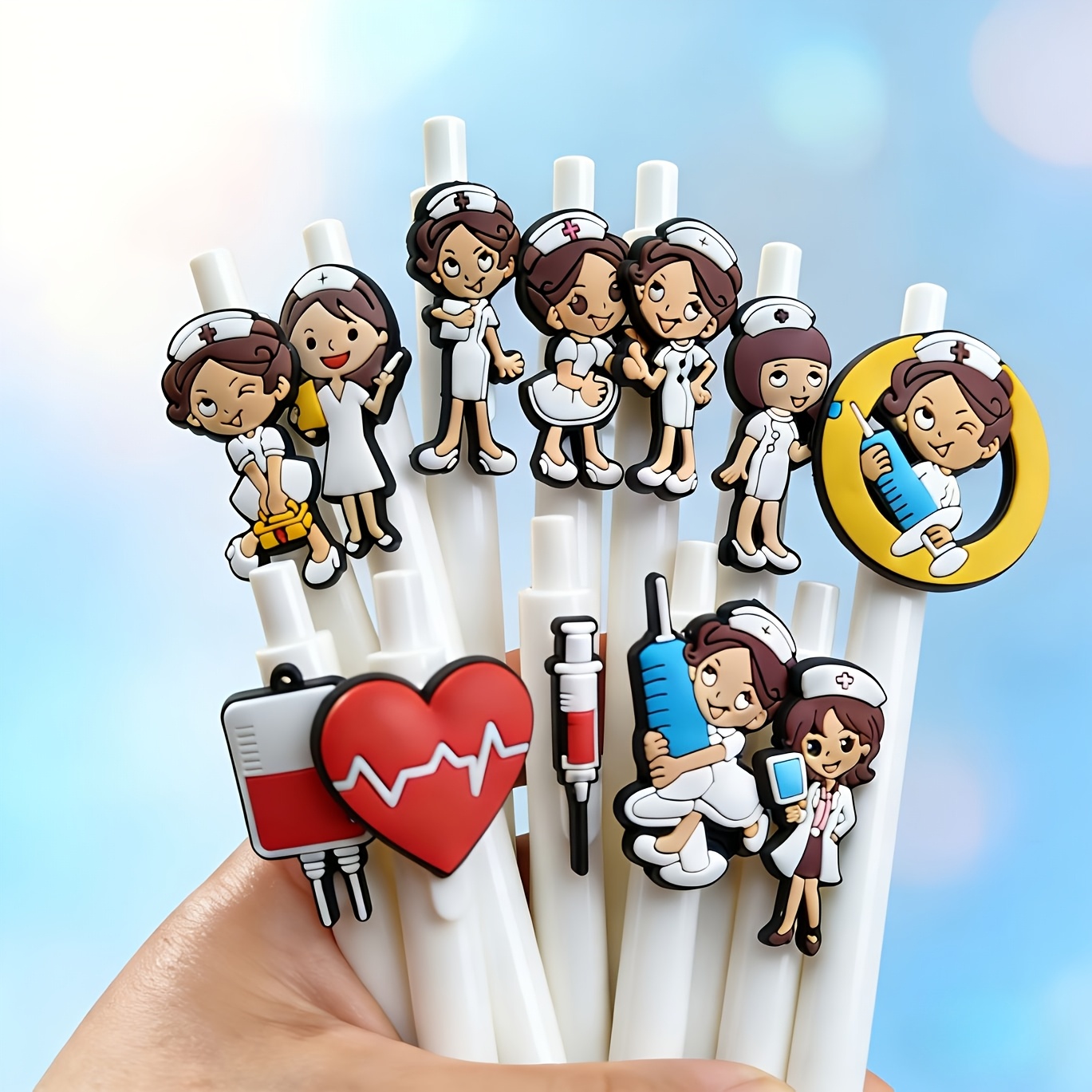 Conjunto Aleatório De 6 Canetas Esferográficas Com Tema De S Apresentando S De Desenho Animado E Médicos